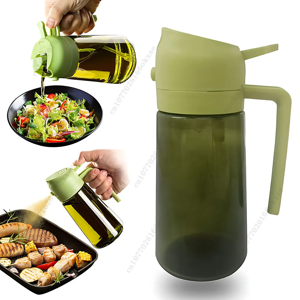 2-in-1 Dark Glass Oil Sprayer Olive Oil Dispenser Black Lightproof Oil Sprayer for Cooking Salads and Barbecues Barbecue Tools