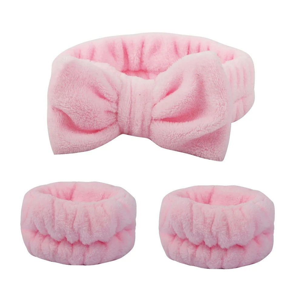 Flanell-Stirnband mit Schleife vorne, elastisches Stirnband, Gesichtswasch- und Make-up-Stirnband, wasserdichte Handgelenkabdeckung, Haargummi-Stirnband – Detail 8
