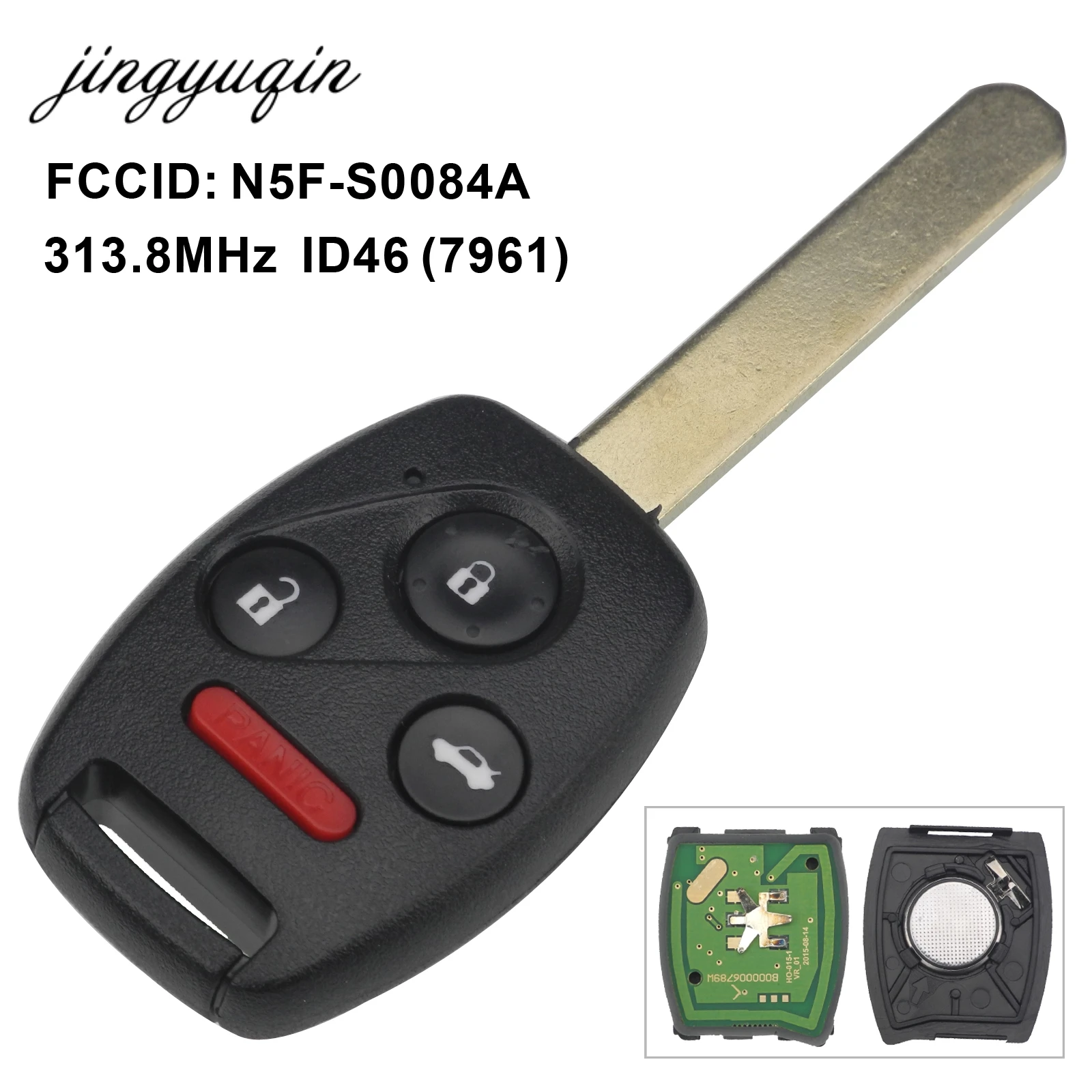 jingyuqin Car Remote Key Fob Alarm Control for Honda CIVIC N5F-S0084-A STREAM ID46 (7961) Chip 313.8MHz