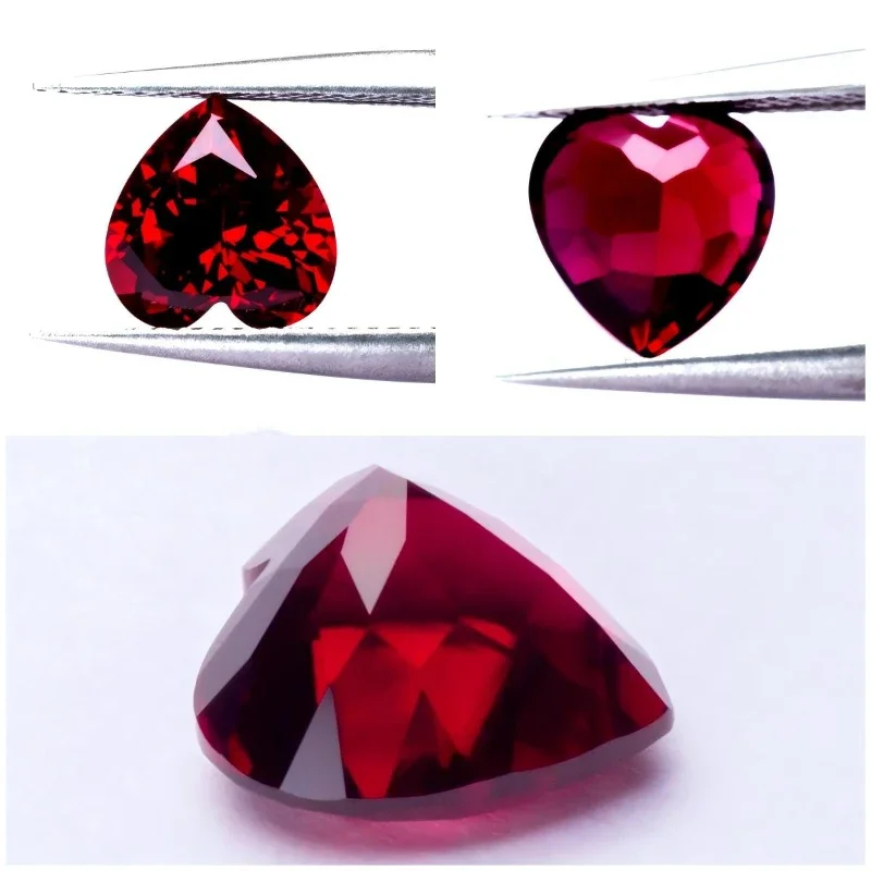 

NEW Heart Shape Pigeon Blood Red Rubellite Color Lab Grown Ruby VVS1 Gem for Charms Diy Jewelry Making with Certificate Wholesal