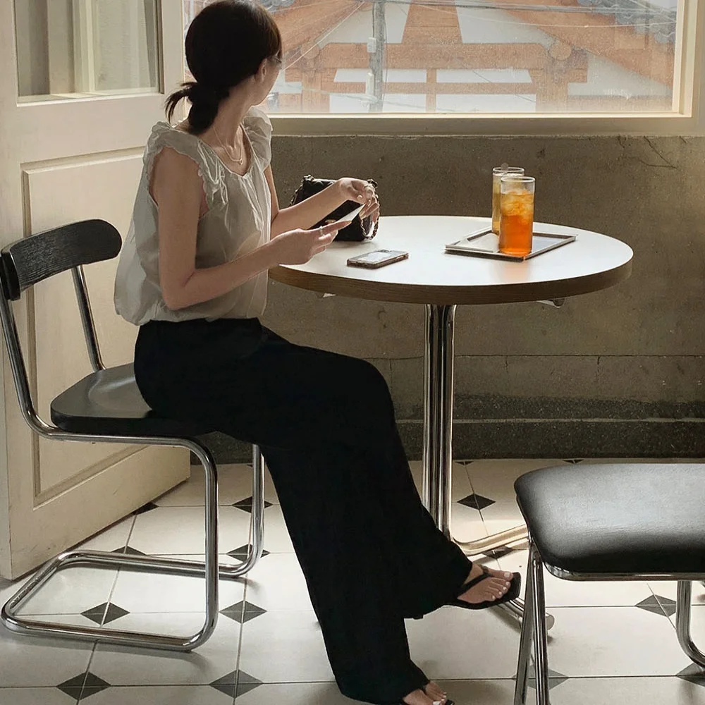 Plones Anchos de  Frescos, Cintura Elástica con Cordón, Versátiles para el Trabajo, Plones Largos Adeazantes,...