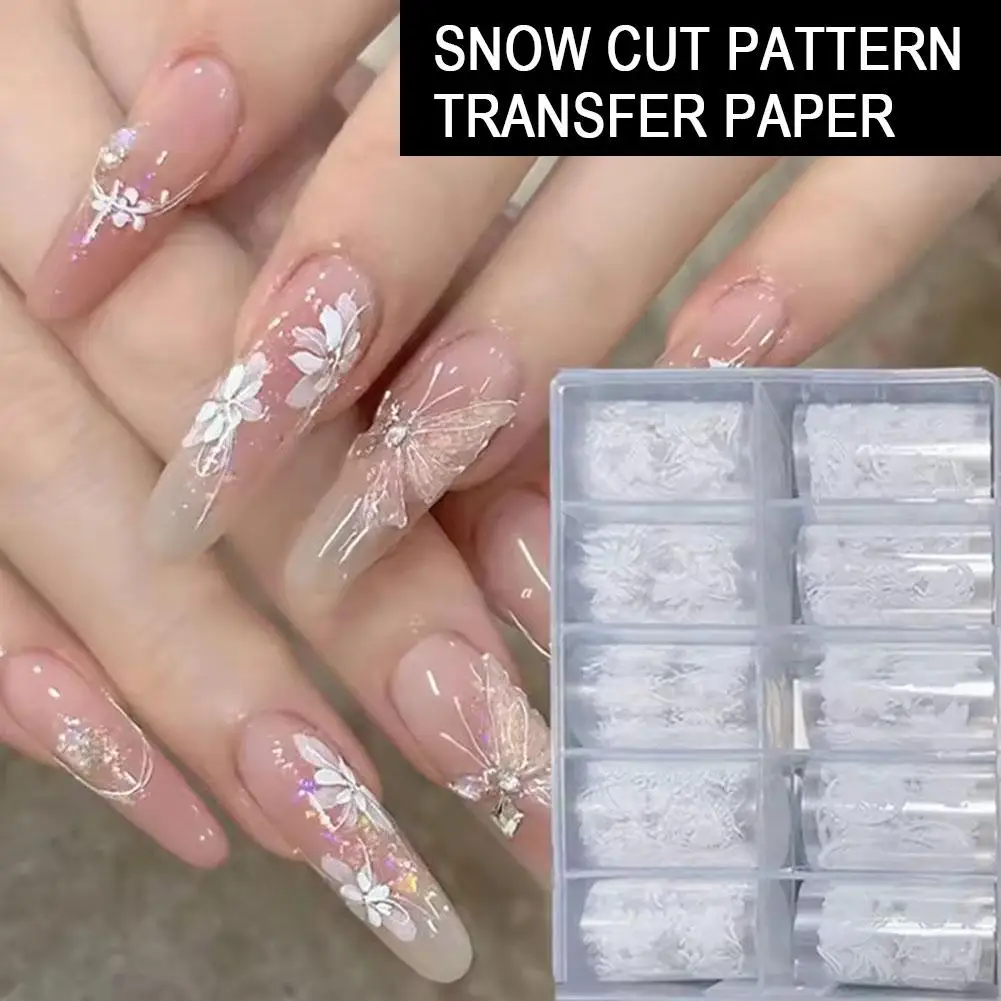 10 Rollen/Box Karierte/Blumen-Nagelfolien-Transferaufkleber für Nagelkunst Selbstklebende Nagelaufkleber Folienpapier-Aufkleber Nagelzubehör Dekoration