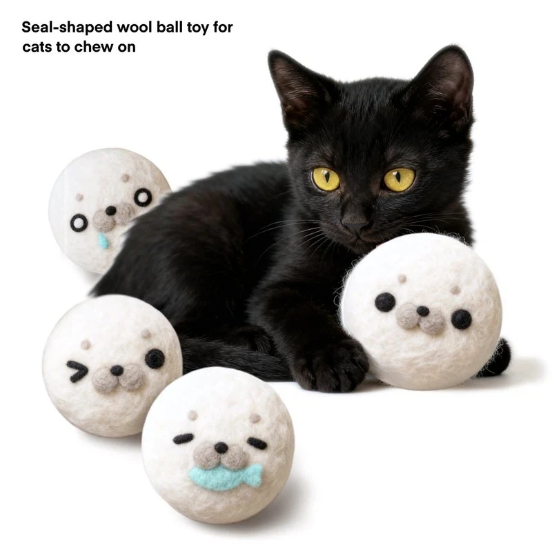 

New Silent Wool Felt Pet Ball Self Entertainment Toy Hand Felted For Cats Dogs Biteresistant Teeth Grinding Boredom Relief Ball
