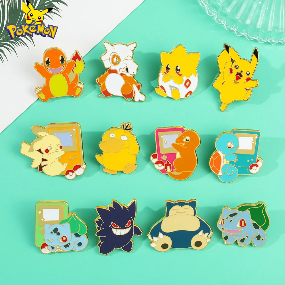 Покемон-Пикачу-аниме-металлическая-эмалированная-брошь-значки-рюкзак-аксессуары-для-одежды-ювелирные-украшения-карты-косплей-bulbasaur-игрушки