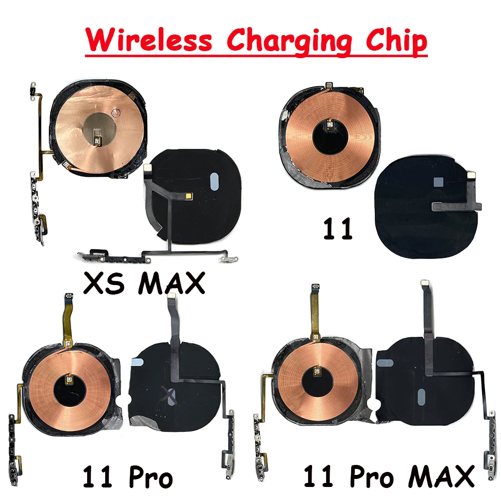 1pcs Wireless Charging Chip NFC Coil With Volume Flex For iPhone X XR XS MAX 11 Pro Max SE 2020 Charger Panel Sticker Flex Cable