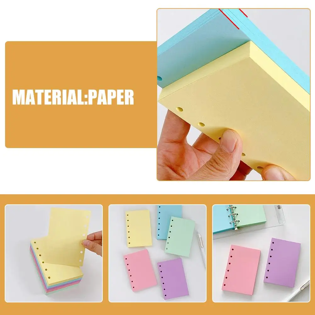 250 Pages Colorful Inner Manual Mini Binder Paper Loose-leaf Notebook Refill Colored