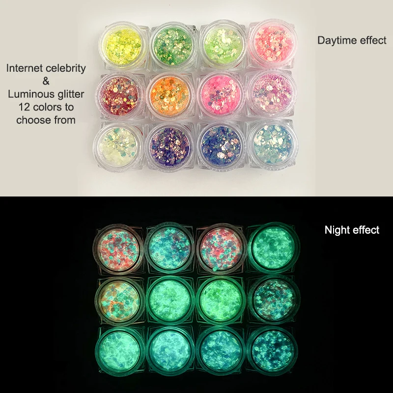 

1g Colorful Light Luminous Nail Powder Glow In The Dark Pigment Dust Phosphor Glitter For Nail Art Decoration Jewelry Making Sup