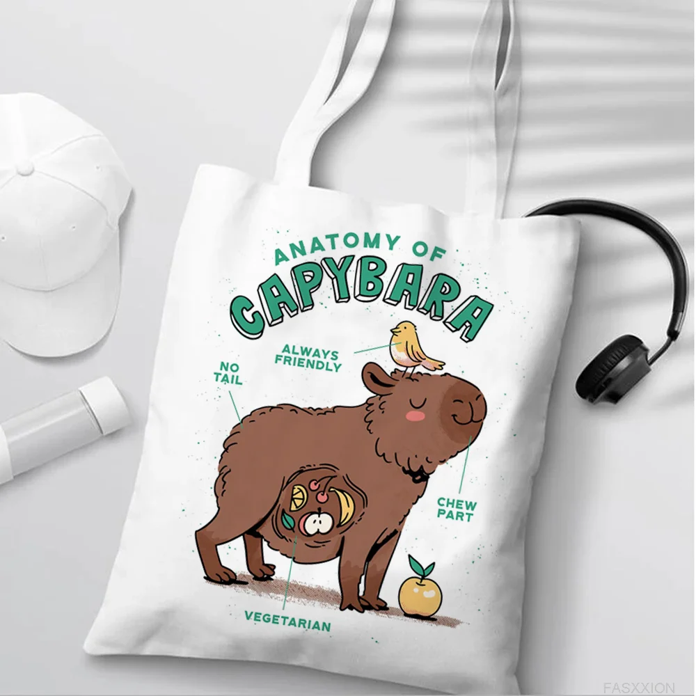 

Холщовая Экологически чистая сумка для покупок capyбара, сумка для продуктов из джута, тканевая сумка из джутовой ткани