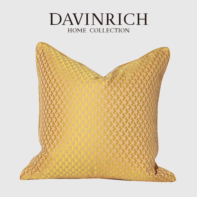 DAVINRICH Royal Yellow Square Cushion Cover Italian Retro Geometry Post Modern Throw Pillowcase 45x45 For Living Room Sofa Couch