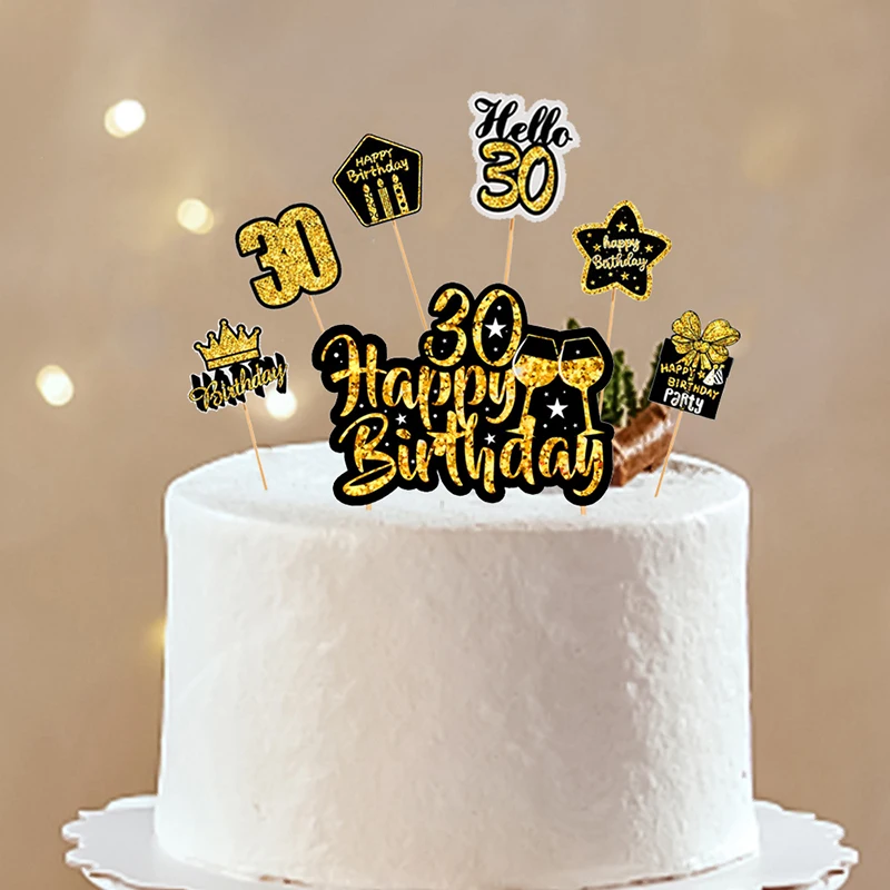 18 30 40 50 60 Years Old Cake Topper Happy Birthday Party Decoration Adult Anniversary 30th 40th 50th Birthday Cake Decoration