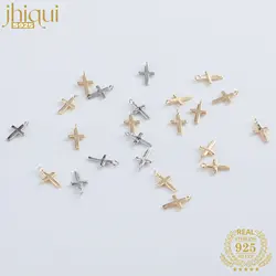 925スターリングシルバーゴールドプラチナメッキクロスチャームペンダント、DIYファインジュエリー検索、j2257、1個