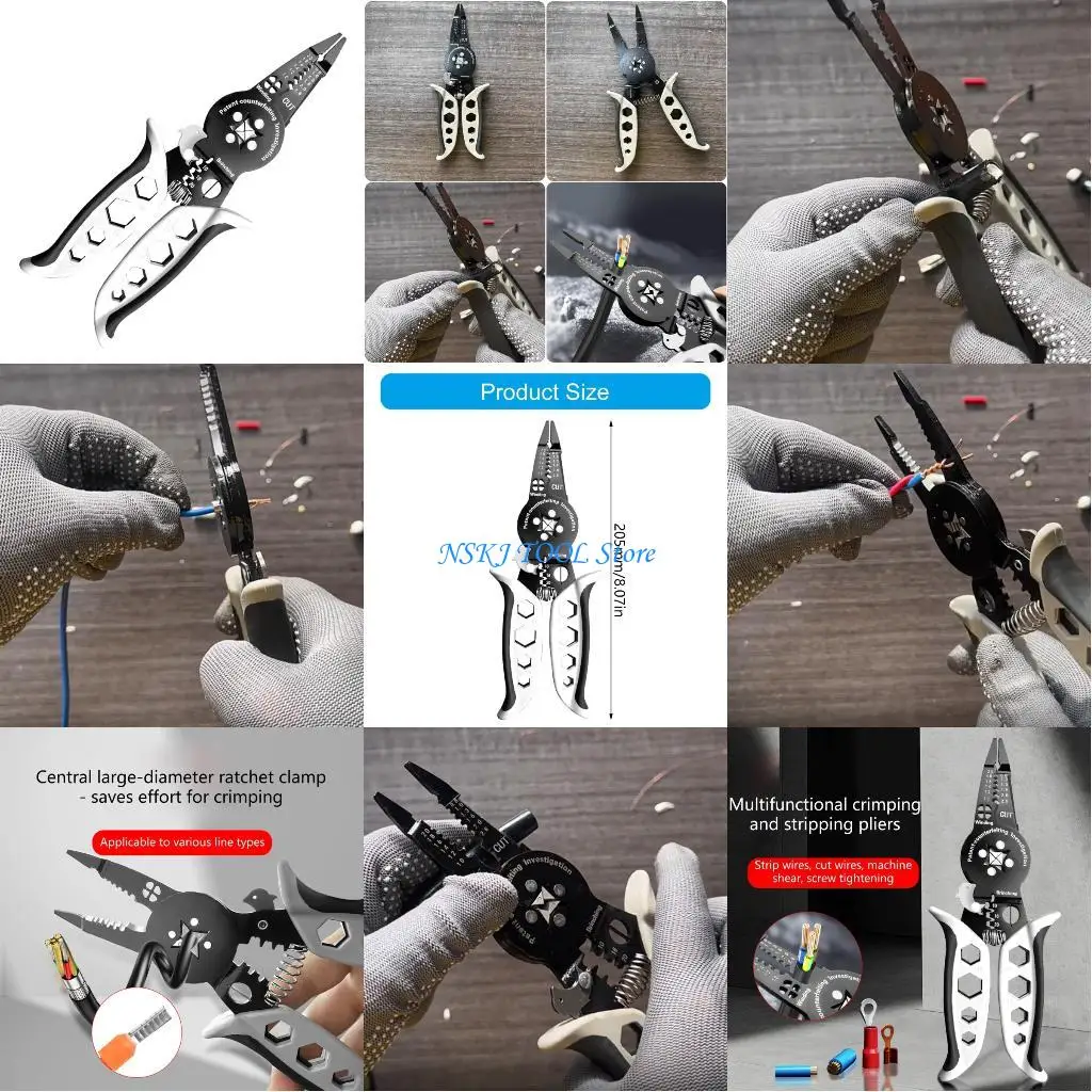 

L8RC Electrical Stripping Crimping Pliers Wire Stripper Multifunction Cable Stripper