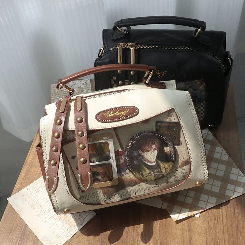 

Japanese Teenager Girls Crossbody Bags PU JK Handbags Transparent Ita bag Women handbags Leather Shoulder Bag Bolso