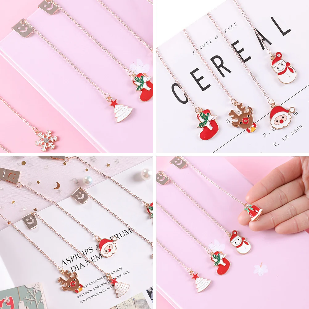 

5Pcs Alloy Metal Bookmark Clear Texture Not Fade Bookmark for School Reading Book Marker Pendant Gift for Friends Family