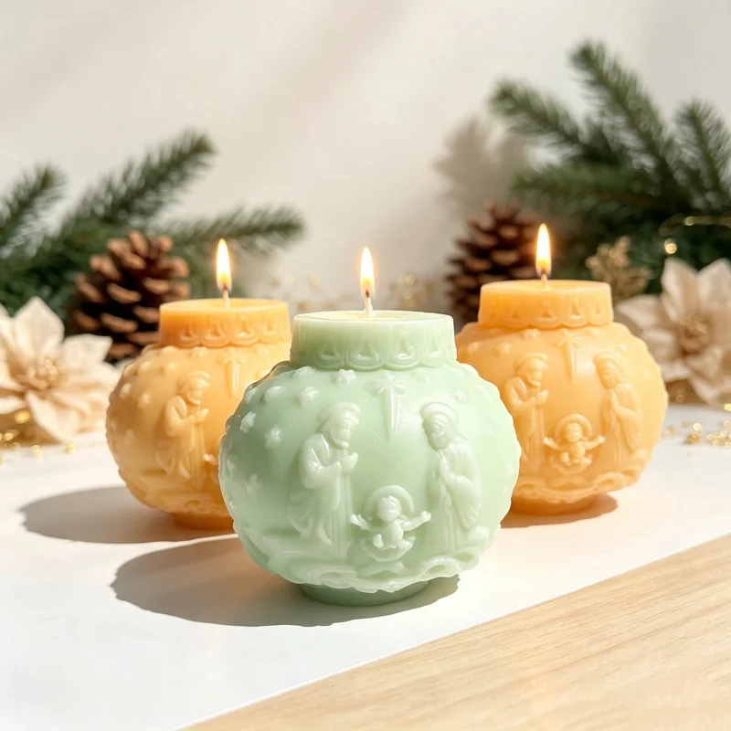Jesus Family Sphere Silicone Mold DIY Jesus Mary Holy Family Xmas Ball Resin Plaster Ornament Mold Home Decor Craft Making Tools