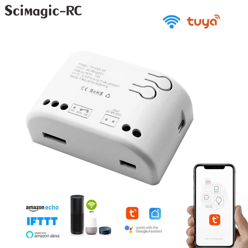 Newest Tuya Smart WiFi Switch 1/4 Channel RF 433MHz AC/DC 7-32V AC 85-250V Work With Alexa Google Home Tuya Smart Relay Module