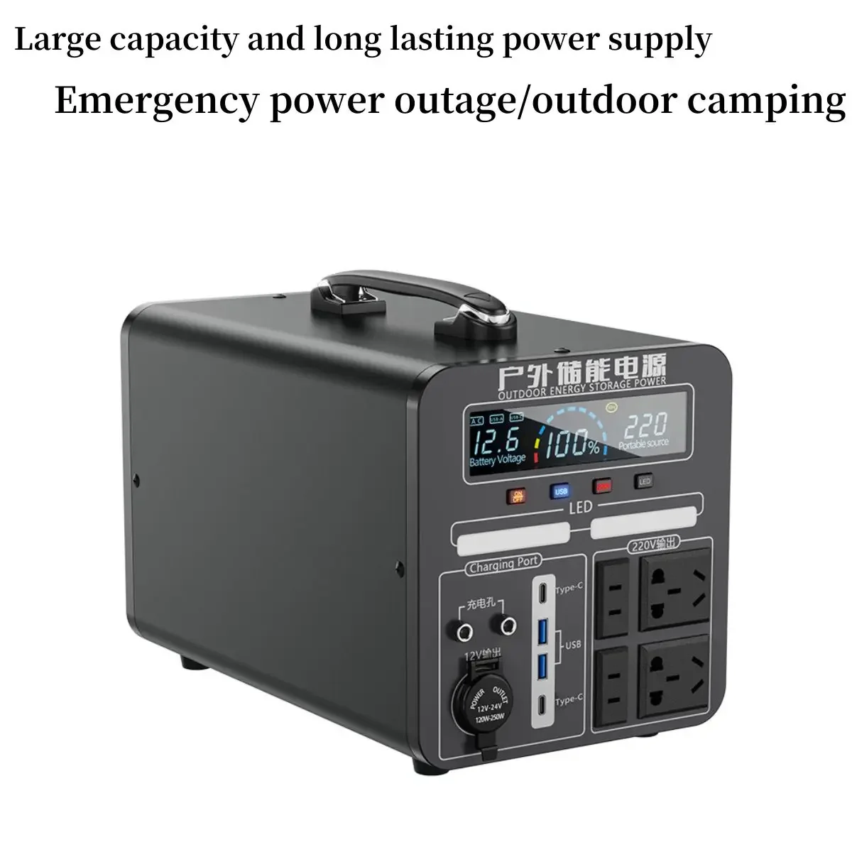 new 2024 600W-2000W Portable Power Station Charging External Batteries 220V Energy Storage Supply Outdoor Camping Campervan RV