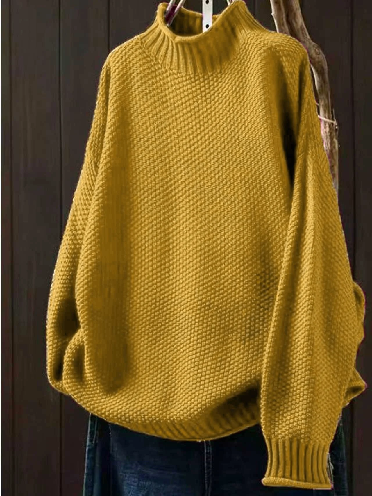 Damen-Pullover mit halbem Rollkragen und langen Ärmeln in Übergröße (Freizeitkleidung) ​ – Detail 12