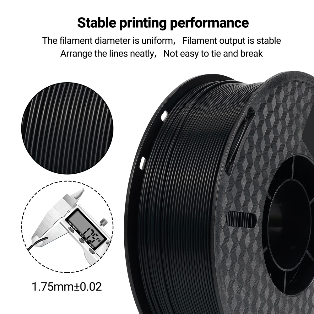 Imagem -03 - Fio do Filamento da Impressora da Fibra do Carbono 3d Fiação Exata Uniforme Arranjo Pla Petg 1kg