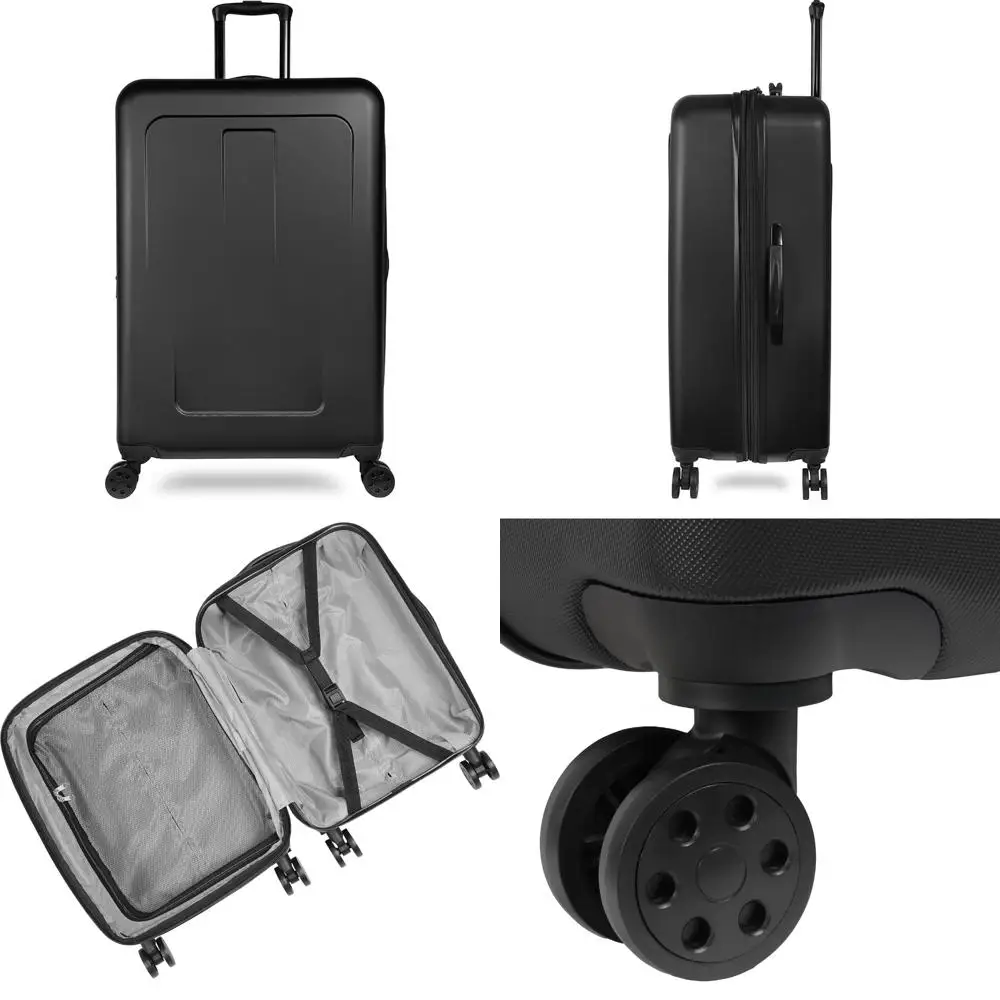 

4 piece luggage set with spinner wheels, tsa lock, softshell, lightweight - purple and silver