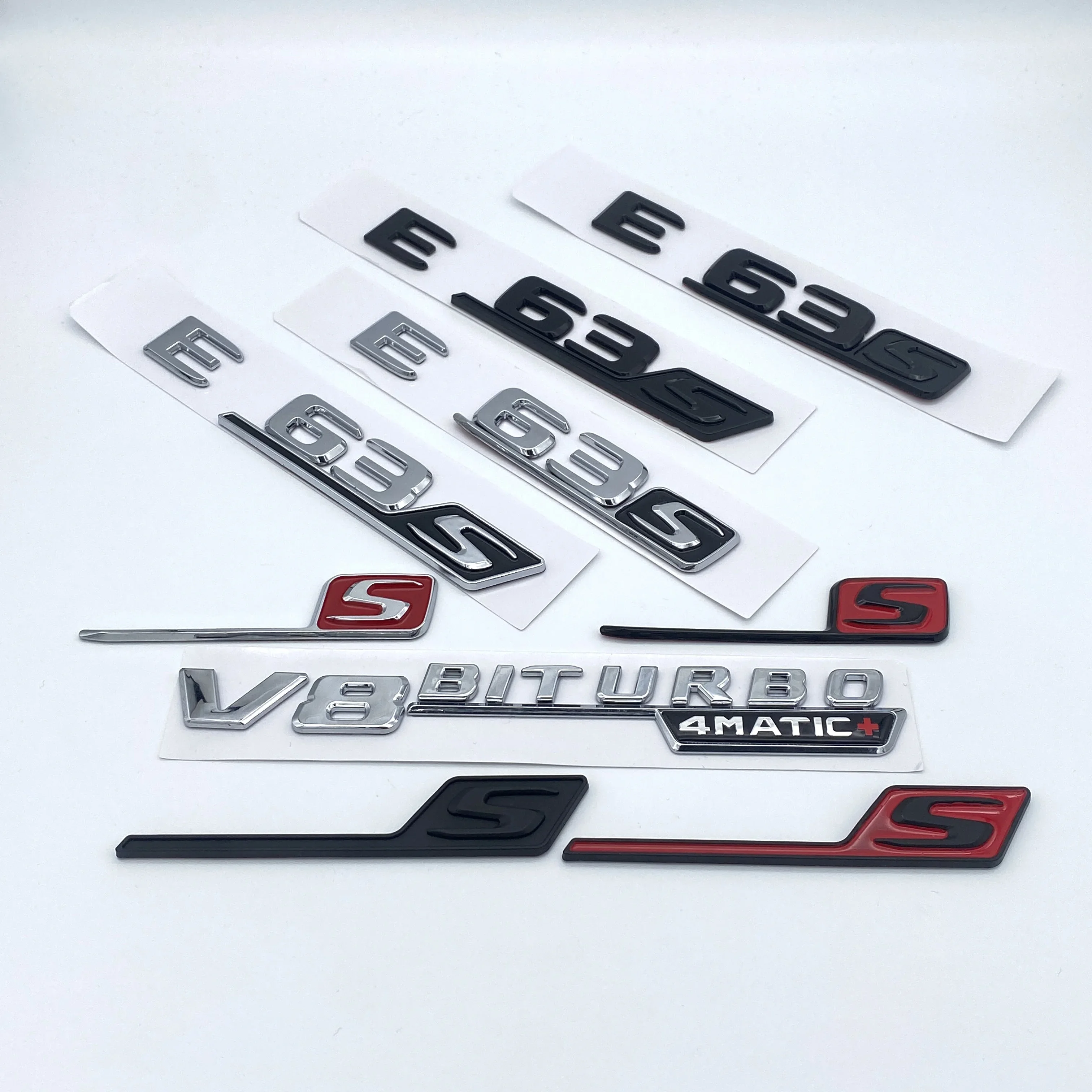 3D Glossy Black Letters E43 E53 E63 E63S V8 Biturbo 4matic ABS Emblem for Mercedes Benz AMG Car Fender Trunk W212 W213 Sticker