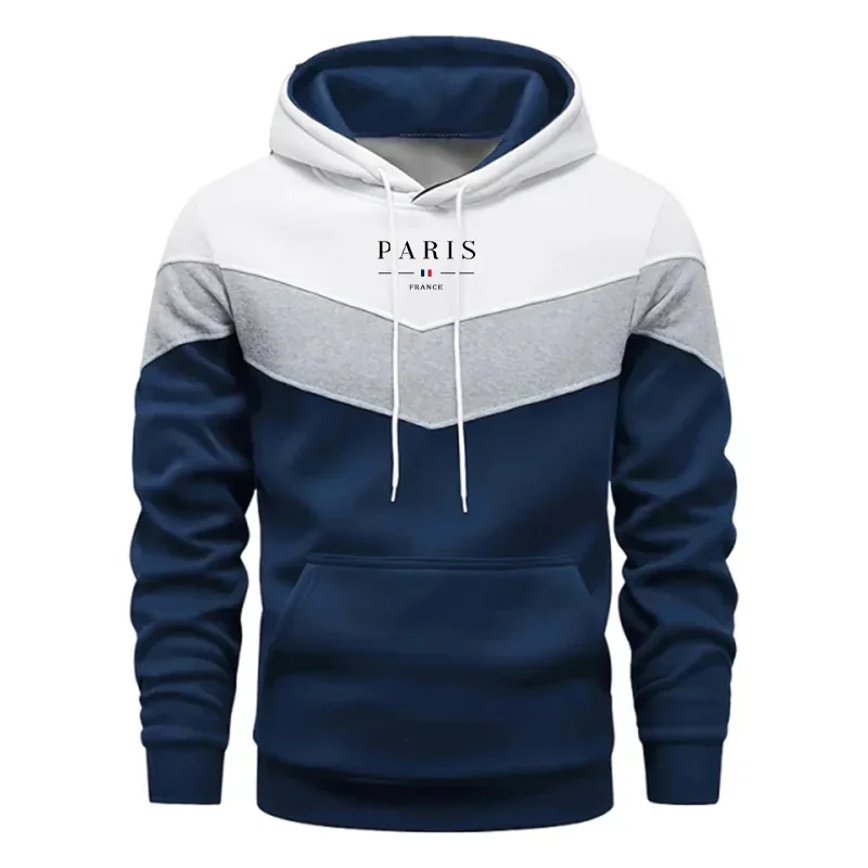 Mens Streetwear Hoodies 2026 New Three Color Stitching Design paris Fashion Sweatshirt Male Autumn Winter Casual Pullover