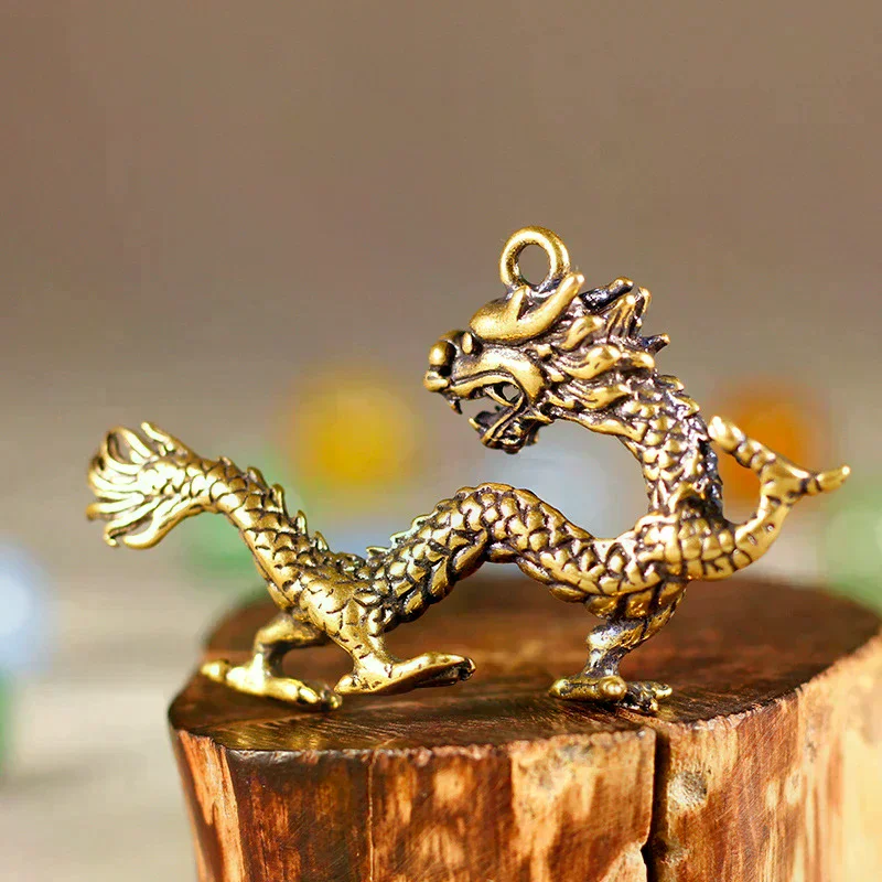 Antique Bronze Dragon Phoenix Statue Mythical Animal Figurine Miniature Home Decor Craft