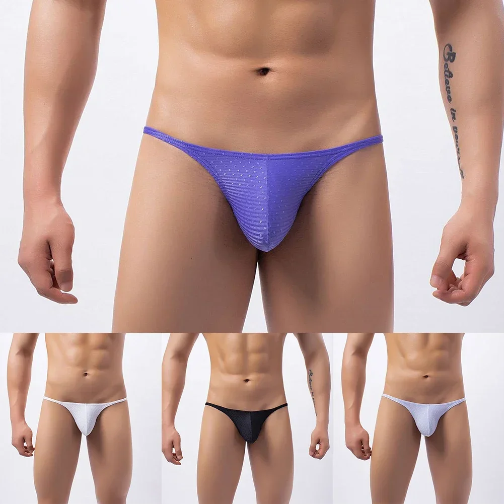 Mens Sexy Briefs Low Rise Bulge Pouch G-strings Low Rise Thongs Slight Stretch Underwear Pouch Panties Lingerie Underpants