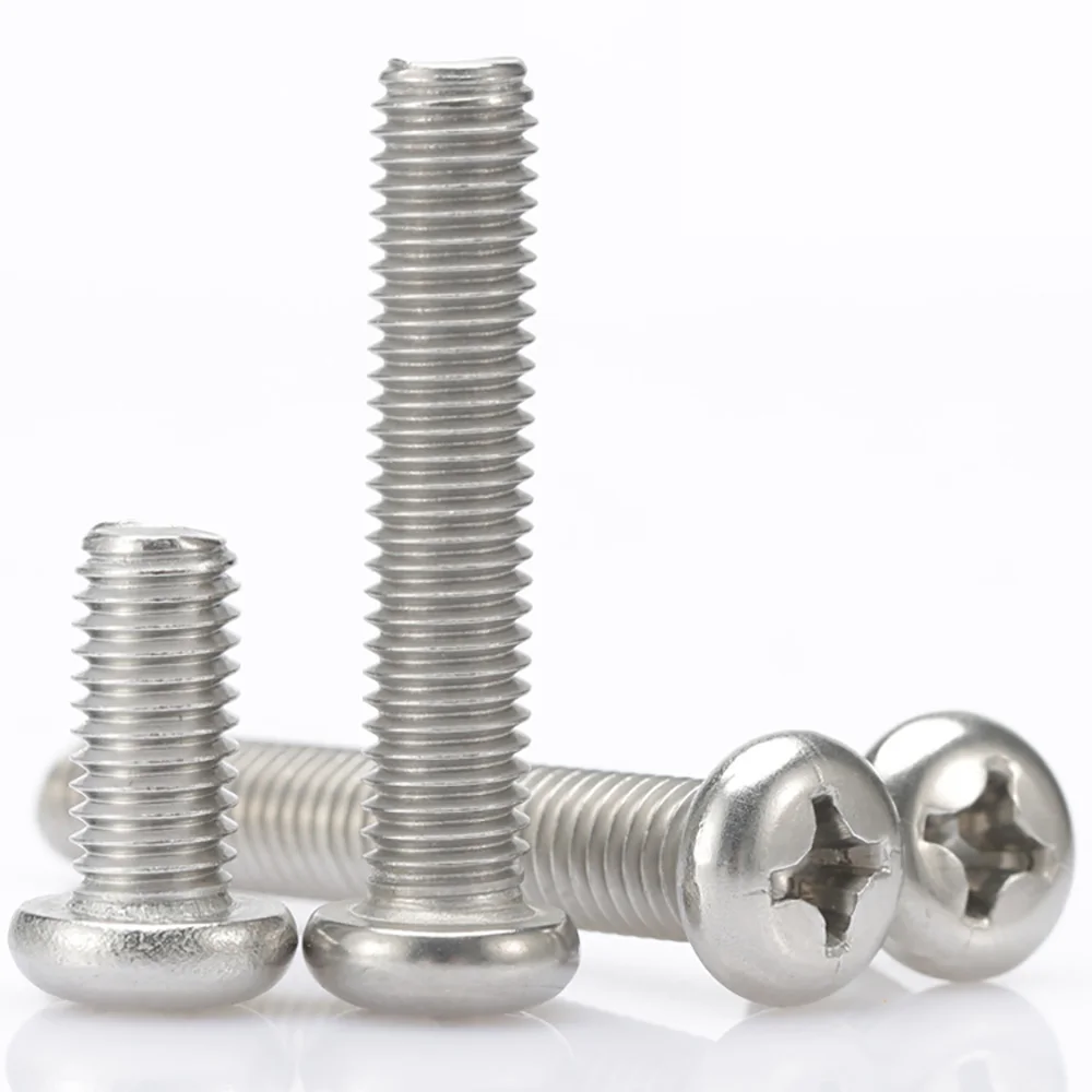 Durable 304 Stainless Steel Round Pan Head Screw M5 Phillips Cross Recessed Design Various Sizes 6mm up to 200mm Fastening Parts