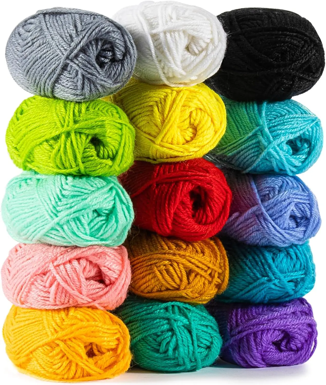 

15x20g Acrylic Yarn for Crocheting - Soft Knitting Yarn for Crafts Multicolor Skeins for DIY Scarves
