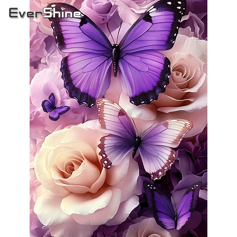EverShine Diamond Painting Tier-Stickerei Schmetterling Vollbohr-Mosaik Rose Strass-Bild Neuerscheinung DIY Handgemachtes Geschenk