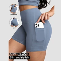 Solid Color Yoga Pants With Pockets Quick Drying High Waisted Gym Push Up Yoga Shorts for Woman Breathable Workout Fitness Short