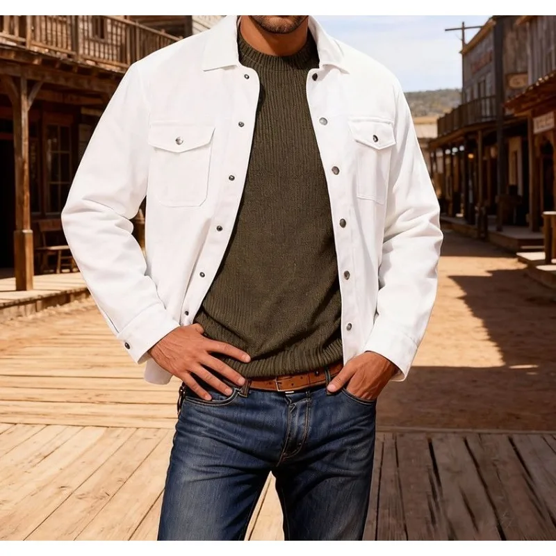 Spring and Autumn New Men's Jacket European and American Style Dopamine Jacket Men's Trend Tooling Multi-Pocket Jacket