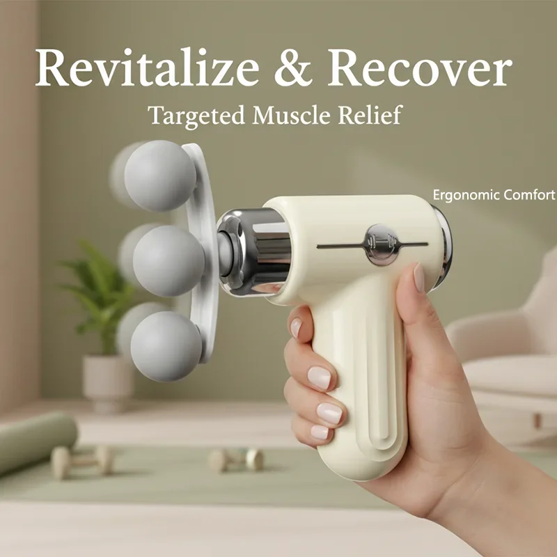 

Универсальный мини-массажер с тремя насадками, 9 сменных массажных головок, беспроводной портативный массажер для глубокого массажа тканей, для домашнего использования, подарок для мужчин и женщин