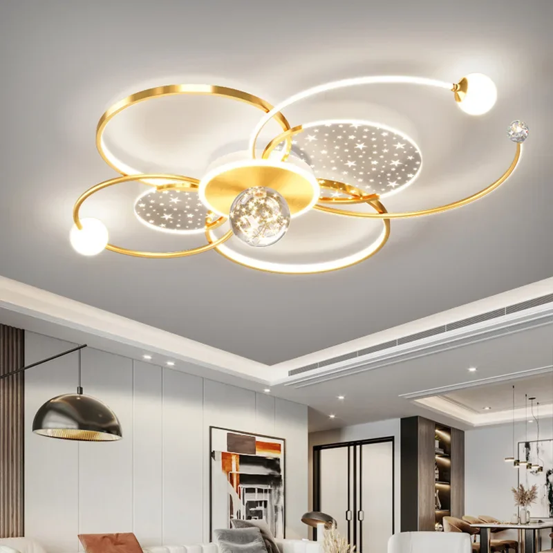 Nordic Gypsophila LED Ceiling Lamp for Bedroom Living Room Children's Room Luxury Chandelier Interior Home Decoration Luster