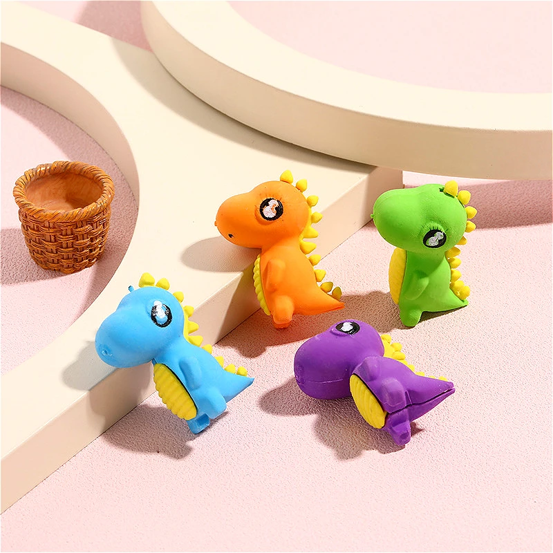 3Pcs/Lot Kawaii Cartoon Dinosaur Pencil Erasers 3D Creative Eraser Rubber for Kids Children Student School Stationery Wholesale