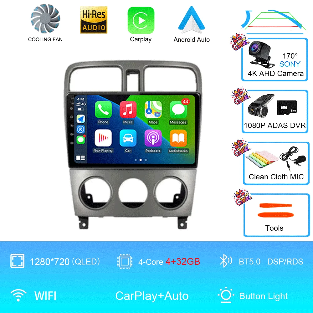Android 16 autoradio multimediasysteem videospeler navigatie Carplay geen 2Din DVD scherm voor Subaru Forester SG 2002-2008 - afbeelding 1