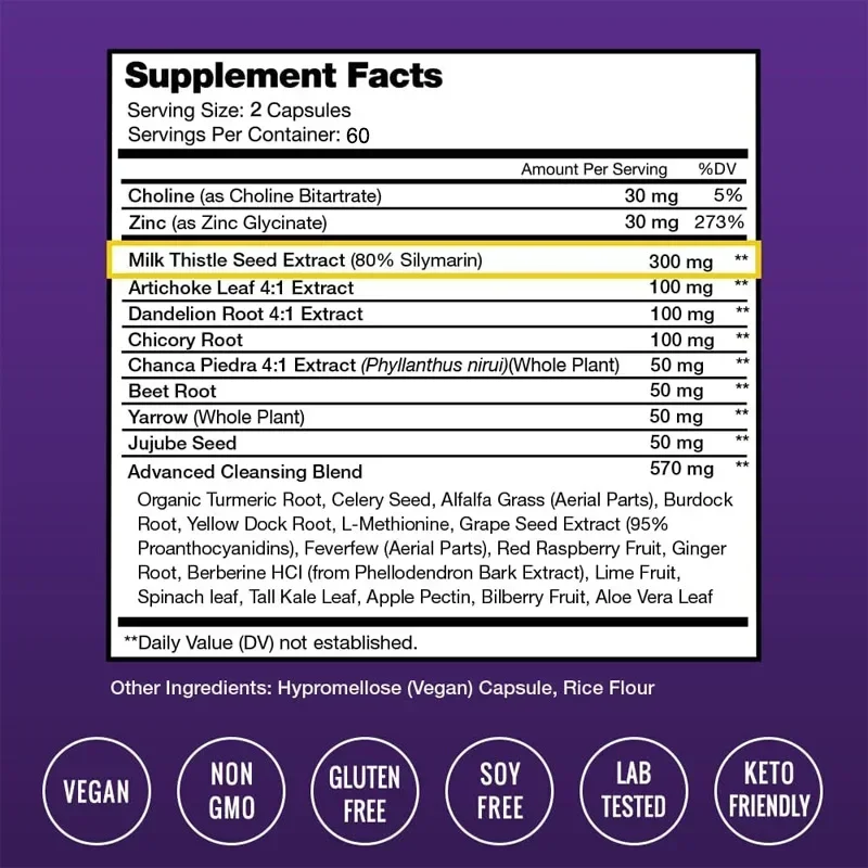 Cleanse & Liver Detox Supplement - with Artichoke, Milk Thistle & Dandelion for Men & Women for Liver Support - Image 2