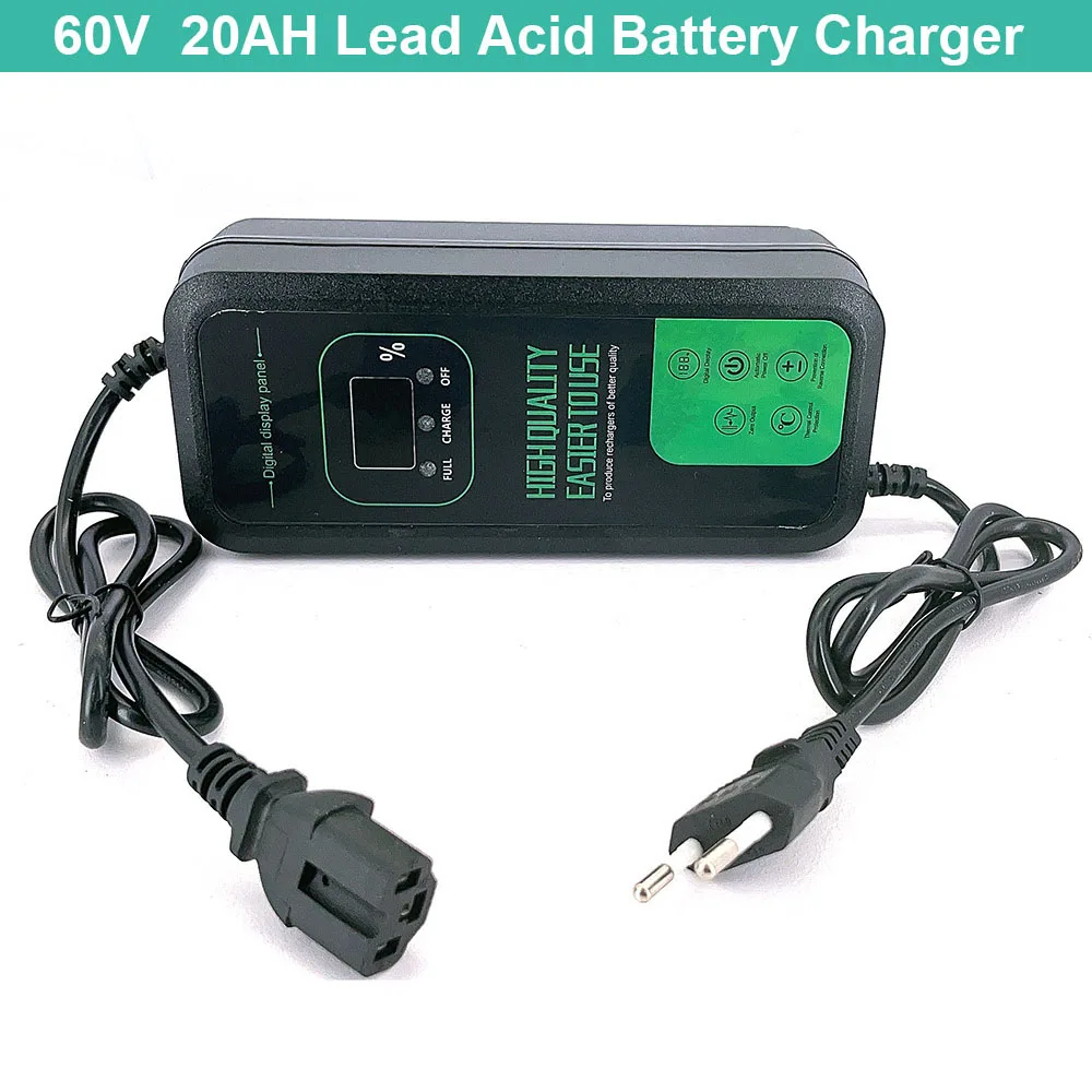 60 В 20 Ач зарядное устройство для мотоцикла, светодиодный дисплей для колеса скутера, свинцово-кислотный аккумулятор, аксессуары для электрического велосипеда