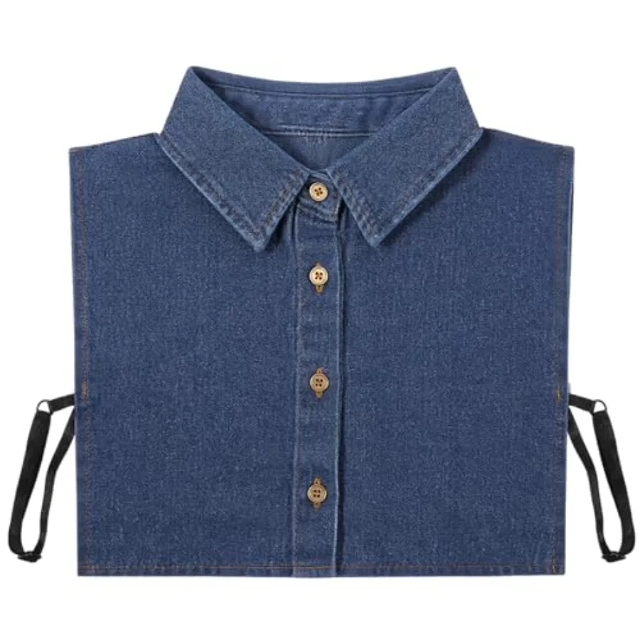 

SynHHergyx Denim False Collar for Women, Faux Shirt Collar Women's Denim Shirt Sweater Detachable Dickey Collars for Women Unde