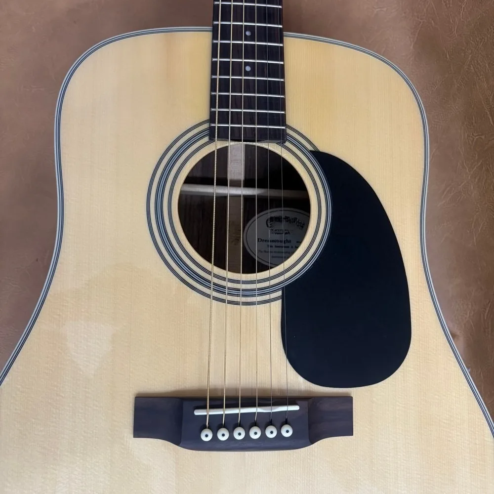 Natural Solid Wood 41-inch 6-String D-28 Acoustic Guitar with Solid Spruce Top Rounded Body Stable Resonance Durable Ideal for Beginners and Intermediate Players