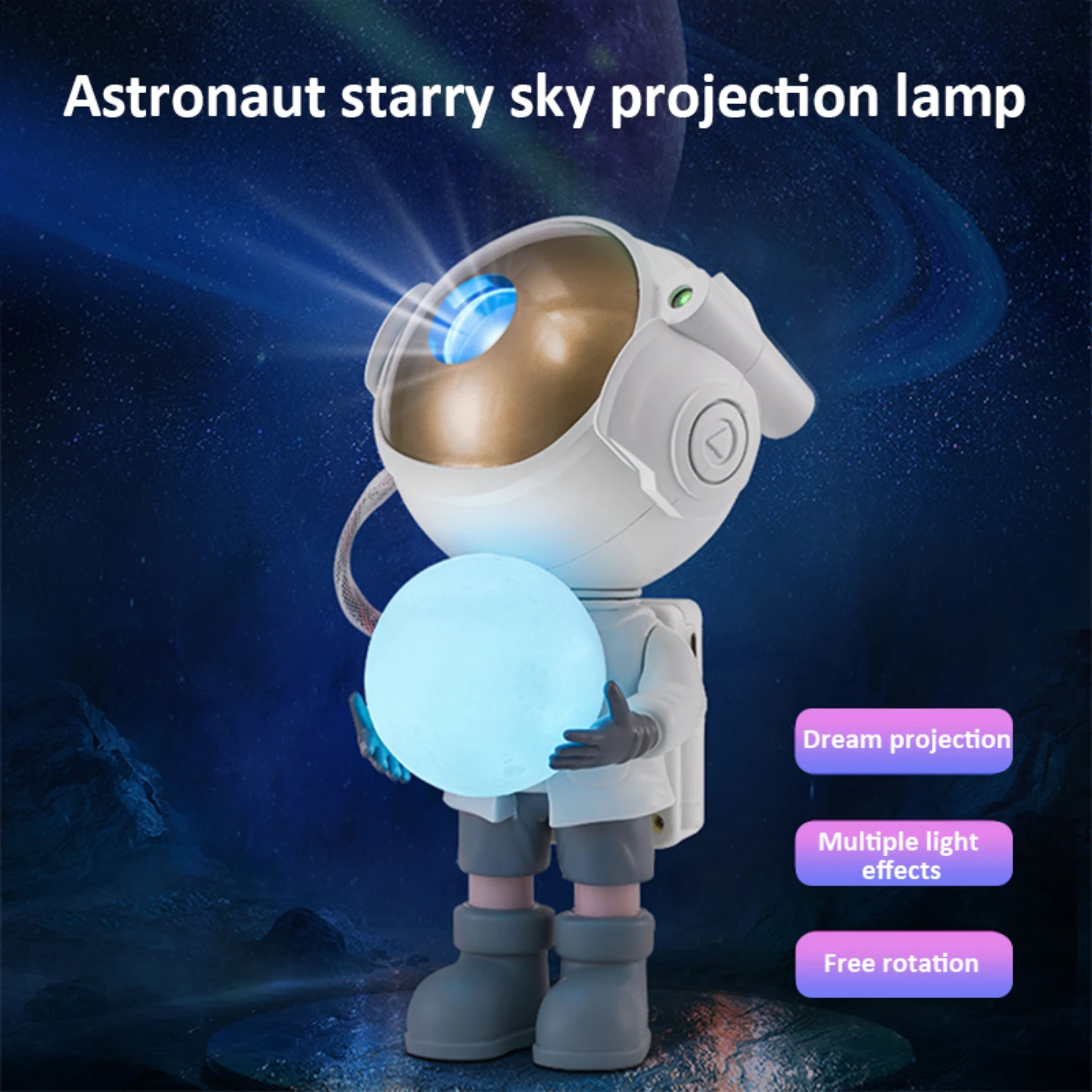 New Adjustable Interactive Astronaut Nebula Star Projector Night Light with Remote Control - Customizable Design for Children's