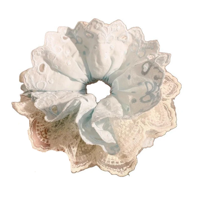 Women's Hair Scrunchies Hair Loop Korean Blue Lace Cute Sweet Kawaii Fashion Versatile Headwear High-quality Hair Accessories view 5
