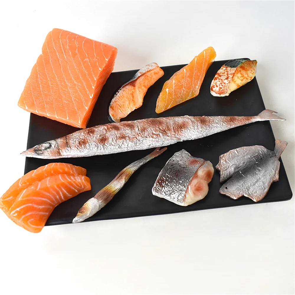 

simulation fake food Seafood Model display props hotel restaurant dining room hall decoration Roasted Fish fillets Slices cubes