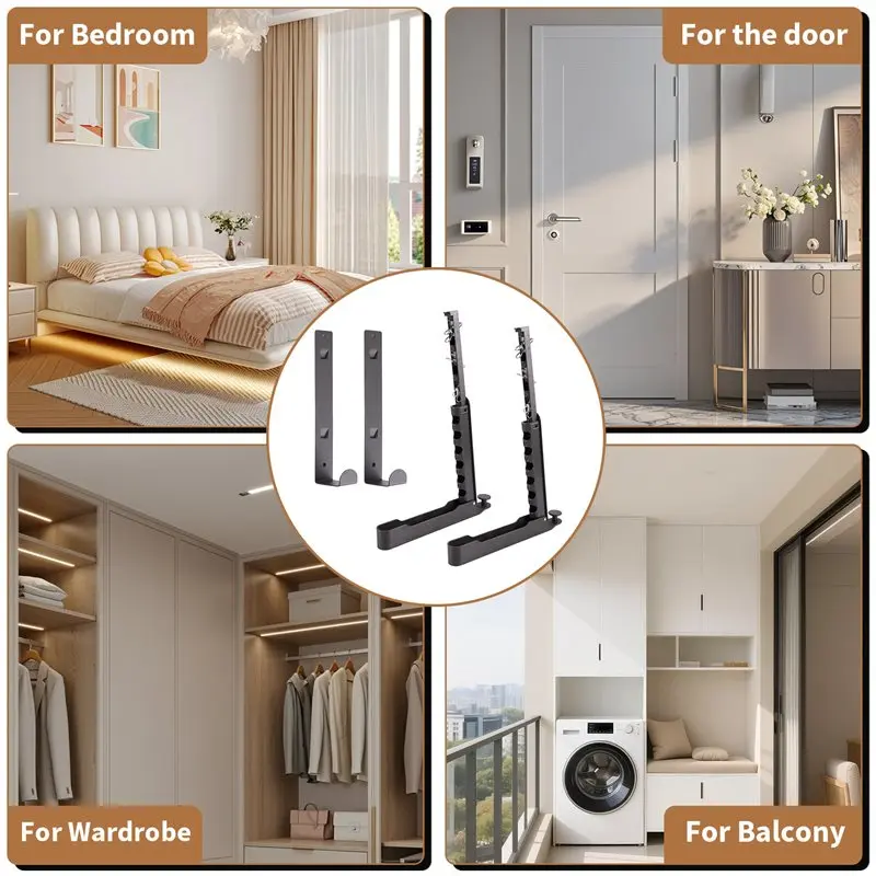 ALIM-Windproof Clip Included Foldable Over-The-Door Hanger 2Pcs Multipurpose For Doors 1.81" view 3