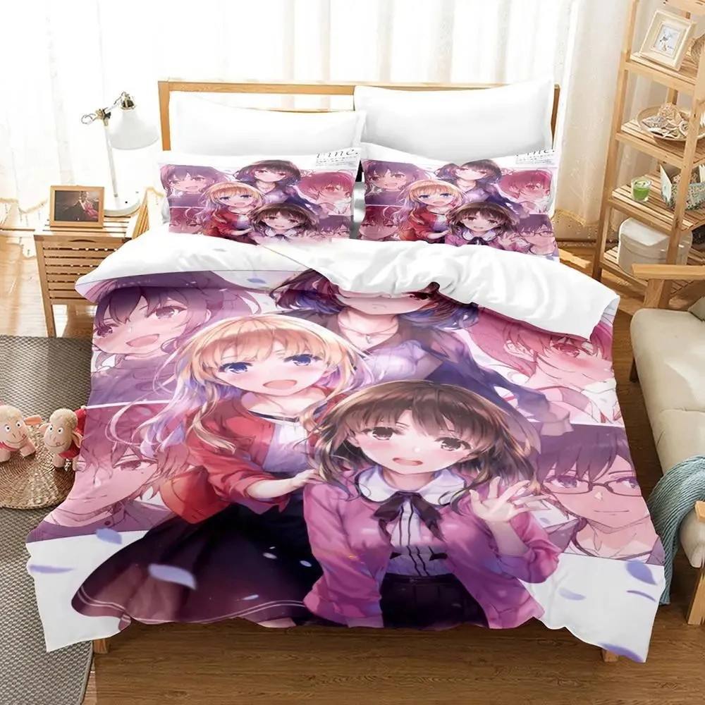 Anime Saekano How to Raise a Boring Girlfriend 2_3pcBedding Set Boys Girls Twin Queen Size Duvet Cover Pillowcase Bed Kids Adult