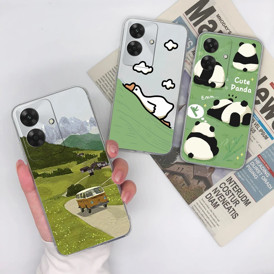 حافظة لهاتف Realme Note 60 60X Narzo N61 أنماط زهور محظوظة حافظة هاتف شفافة لهاتف Realme NarzoN 61 Note60 غطاء من السيليكون الناعم