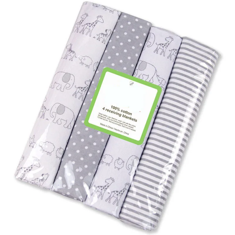 4pcs/ Pack 102*76CM 100% Cotton Super Soft Flannel Receiving Baby Blanket Newborn Baby Swaddle Baby Bedding sheet Flannel Diaper