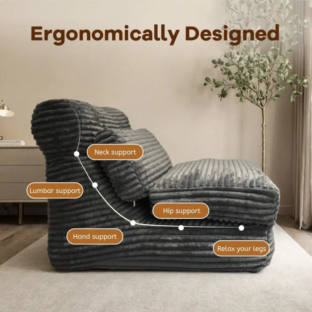 82 Inch Frameless Foldable Japanese Sofa Bed Convertible Lounge Chair Reading Chair Sleeper with Backrest and Cushions Portable Folding Floor Bed Comfortable Cloud Couch for Living Room Bedroom Guest Room Dormitory view 5