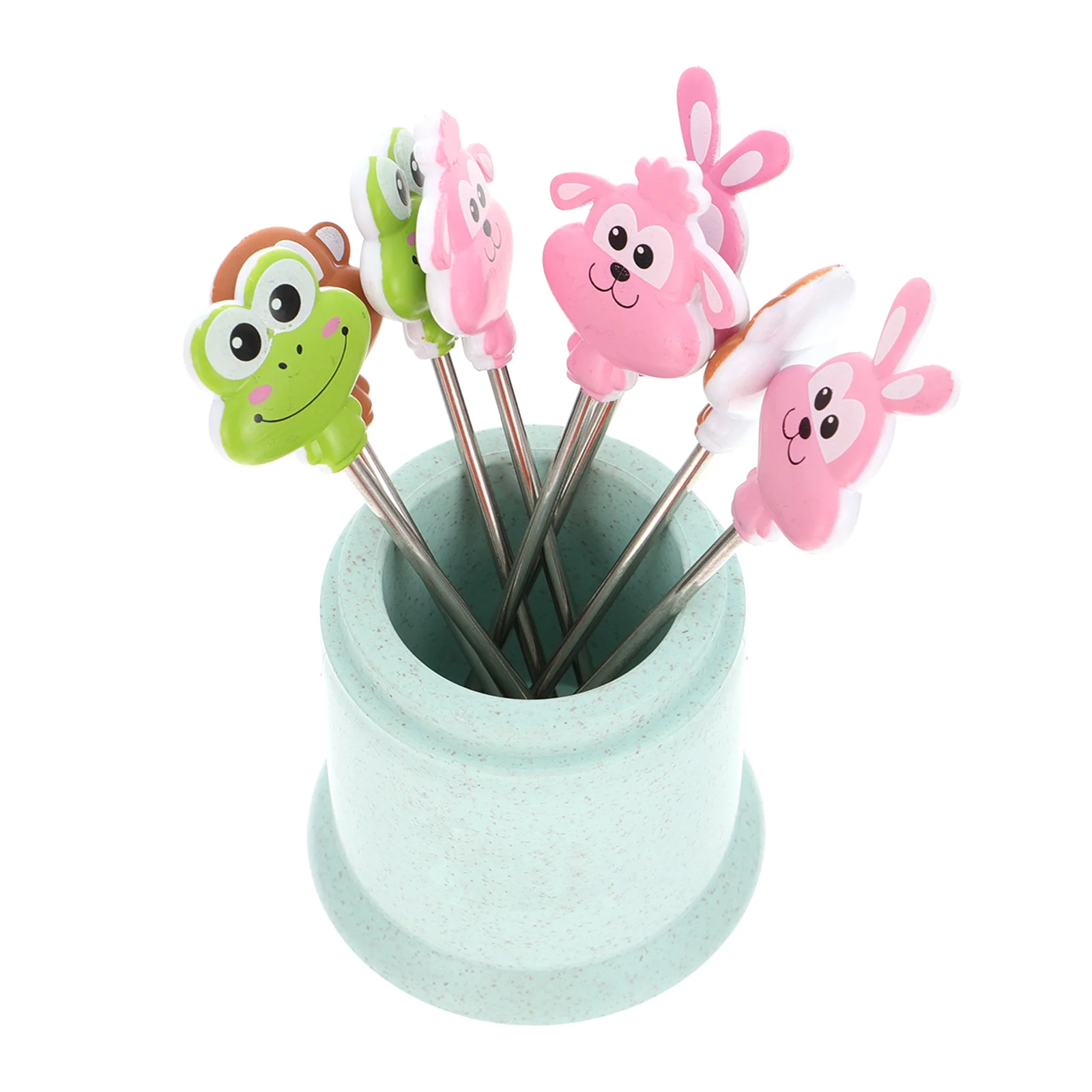 

16pcs Mini Fruit Skewers Set Stainless Steel Cocktail Picks Creative Dessert Toothpicks For Party Drink Decor Bar Stirrers